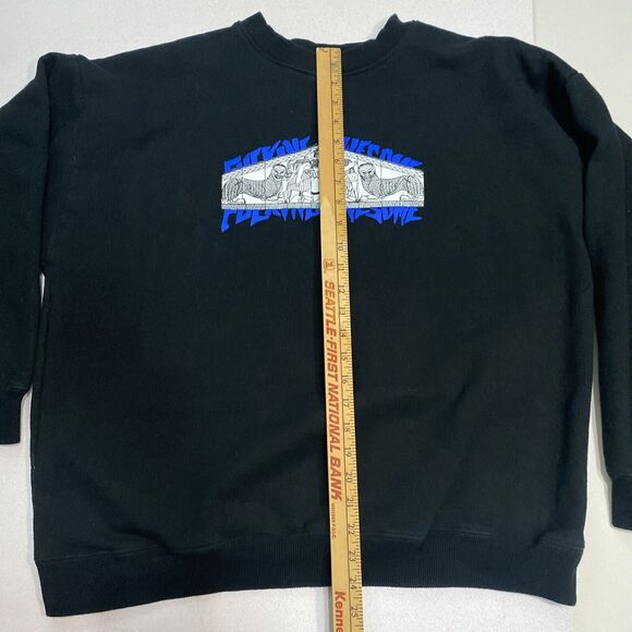 FuckingAwesome Pullover Sweatshirt Men XL Black Blue Greek Graphic Clean - Picture 2 of 15